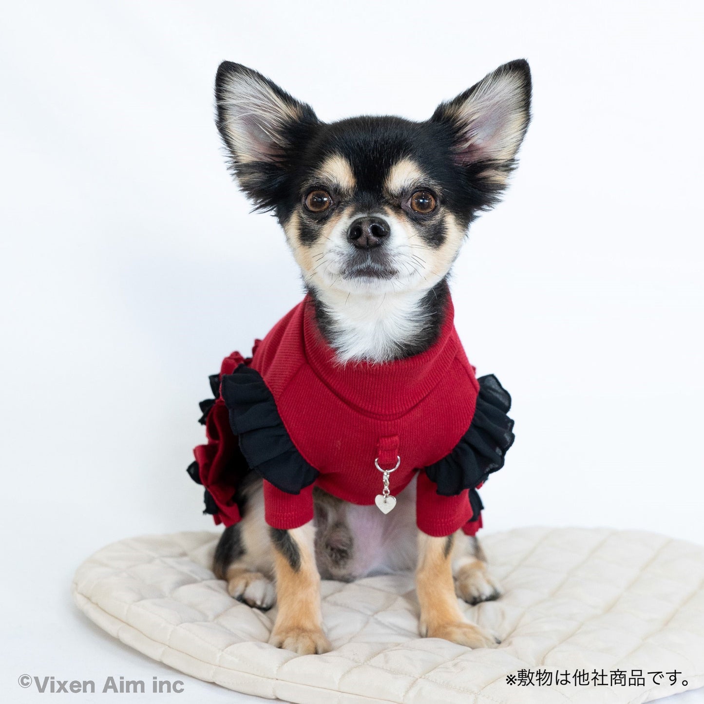 【Luxury Line】チャーム付きリブニットワンピース レッド