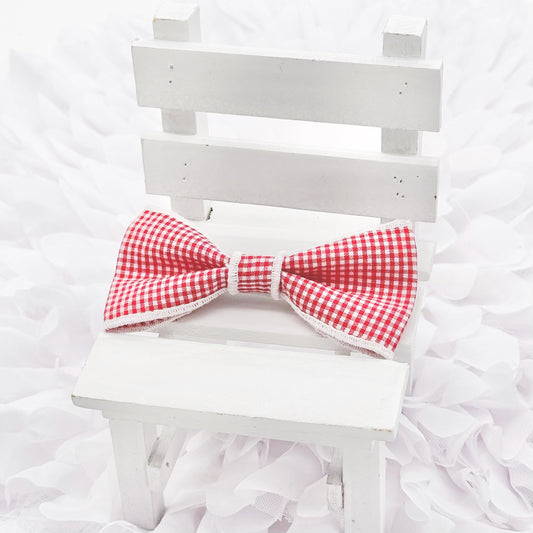 gingham barrette Red